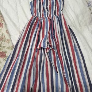Bonnie Jean Red, Blue & White Striped Girls Shorts Jumpsuit 6X